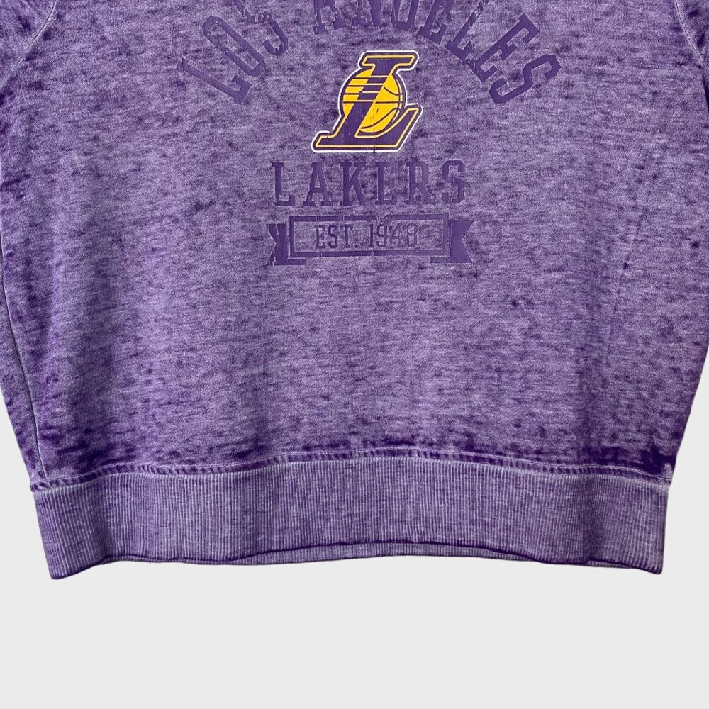 NBA Los Angeles Lakers Burnout Crewneck Sweatshirt Womens Medium Purple Pullover - Picture 6 of 12
